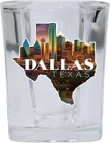 R and R Imports Dallas Texas Design C Souvenir - Vaso de chupito cuadrado de 2.5 onzas