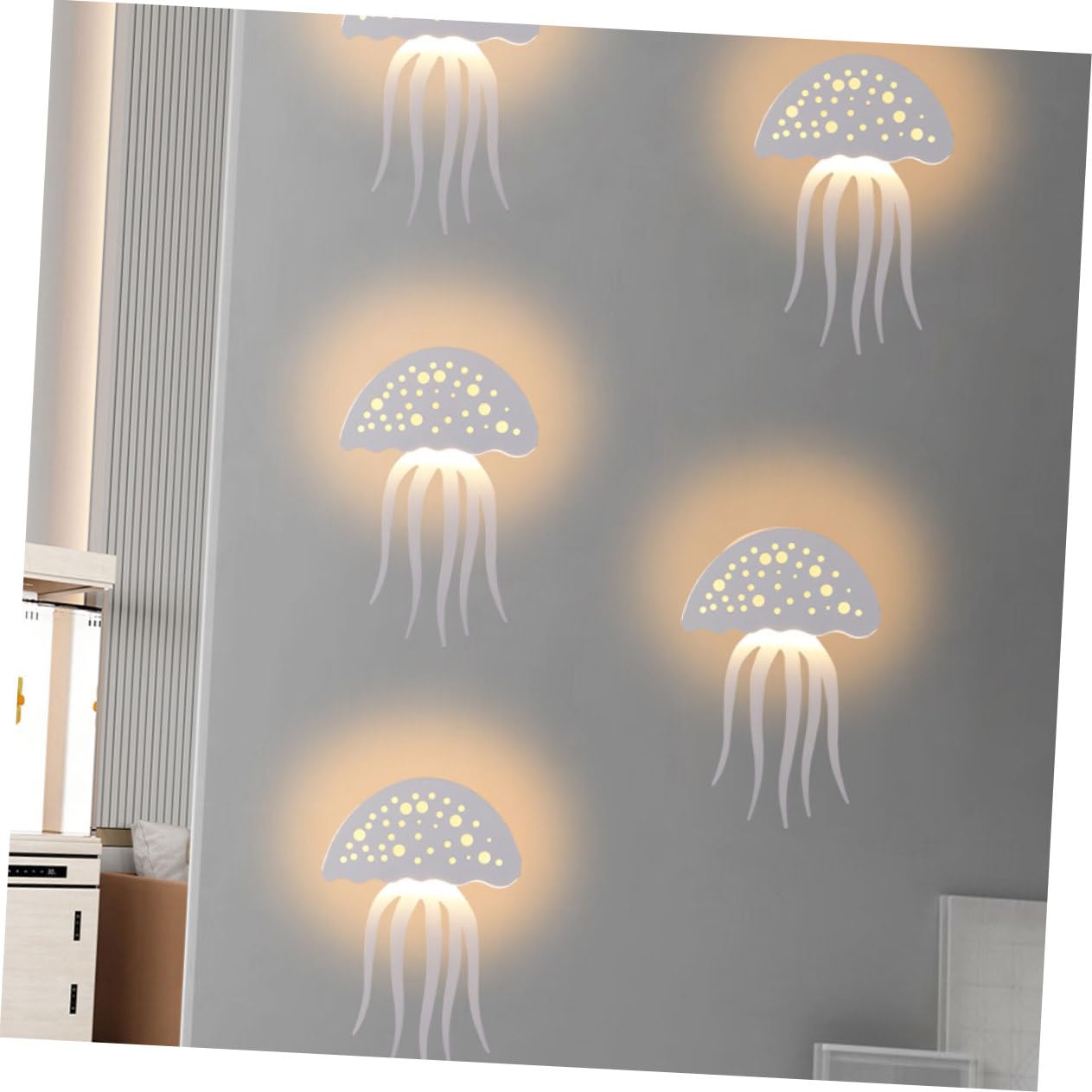 Hemobllo Lámpara de Pared LED Medusa, Compacta de Hierro y Acrílico, Luz Cálida para Dormitorio y Salón, Decoración Moderna para Hogar, Instalación Fácil y Segura