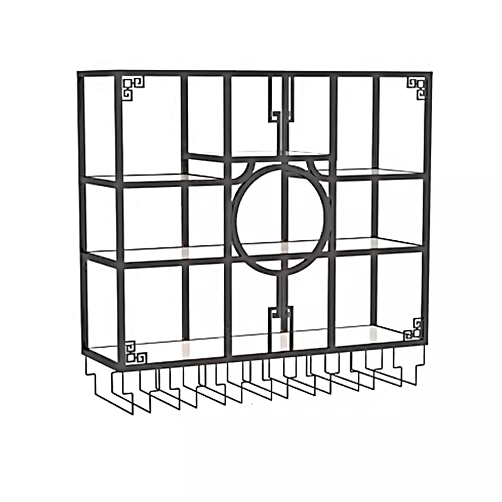 Botellero Vino Pared Botellero de Hierro, Botellero de Pared de Estilo Chino, Multifuncional Wall Mounted Wine Rack Adecuado para el Hogar Bar(Black)