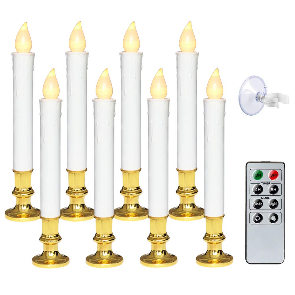 Wondise Flameless Window Taper Candles with Remote and Timer