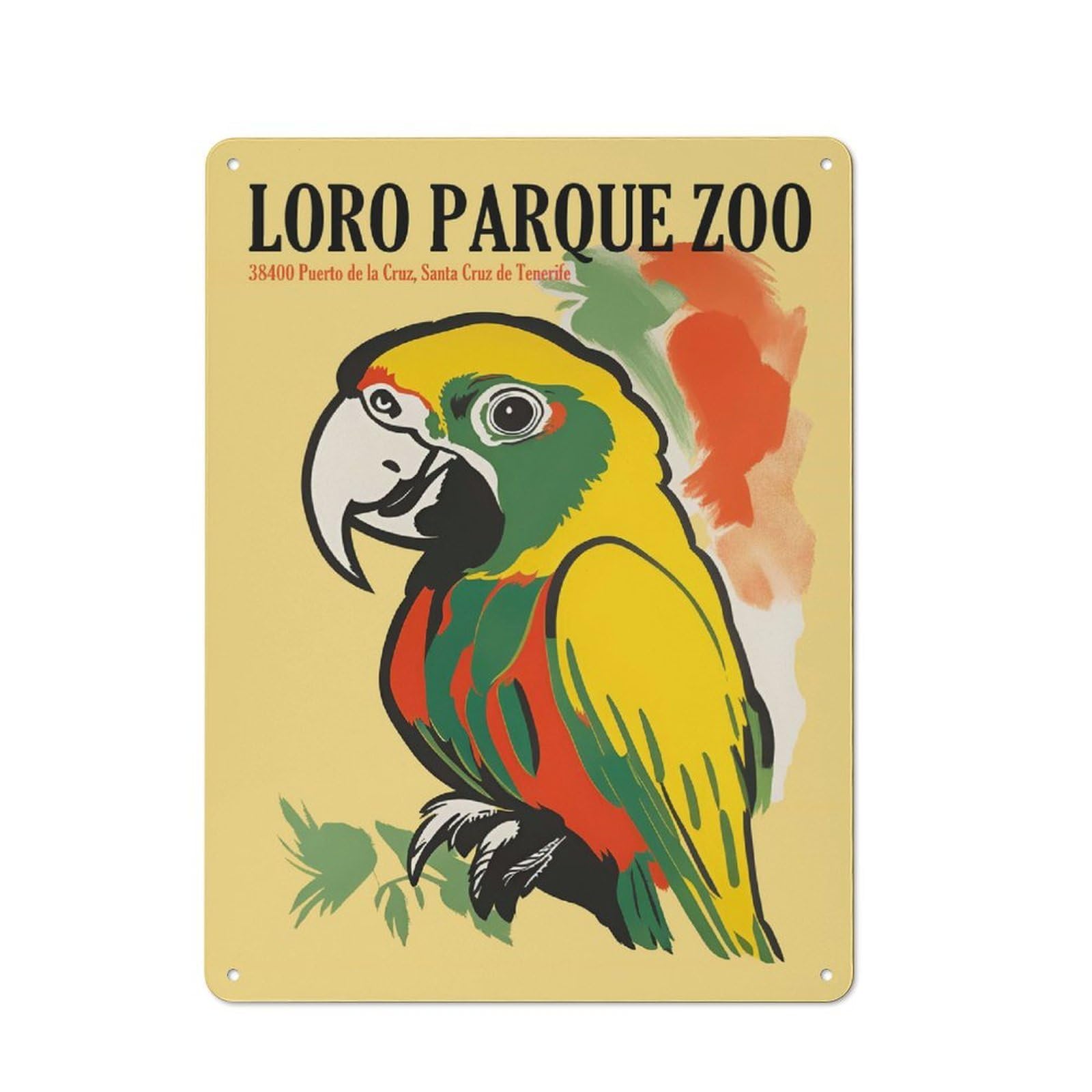 Junmoney Style-3-1 Loro Parque Zoo Vintage Poster Retro-Style Tin Sign 40X30cm For Home Bar Wall, With Clear Retro Wall Decor Character
