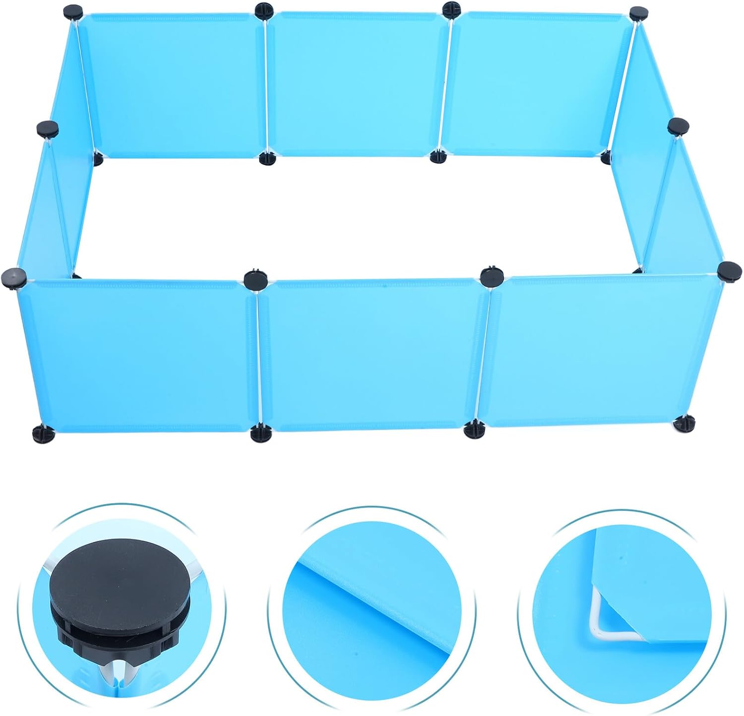 Cabilock 10pcs Large Blue Embossed Chick Brooder Box Fence Set with Black Clips, Portable Small Animal Playpen Panels for Indoor Hamsters, Rabbits, Ducklings, and Puppies
