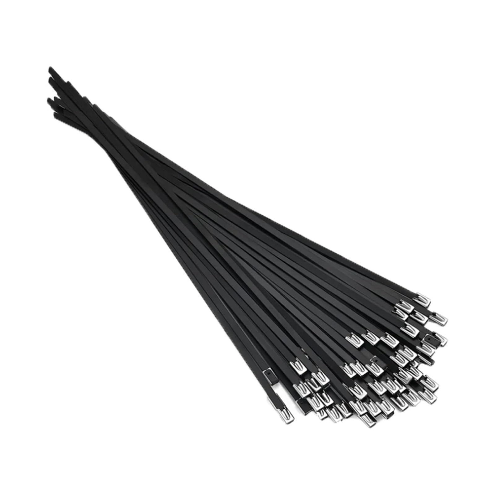 LYVQZPWLRcâble en acier inoxydable, Lot de 100 serre-câbles noirs en acier inoxydable 304, autobloquants, résistants aux hautes températures et à l'oxydation, 4,6 mm(4.6x500mm)