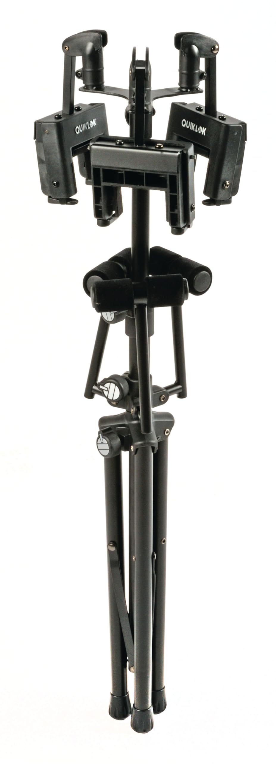 QUIK LOK - GS/538 Universeller GS-Ständer für 3 Gitarren, mit Hals-Sperrmechanismus und klappbarer Korpusauflage, zusammenklappbar, Farbe Schwarz