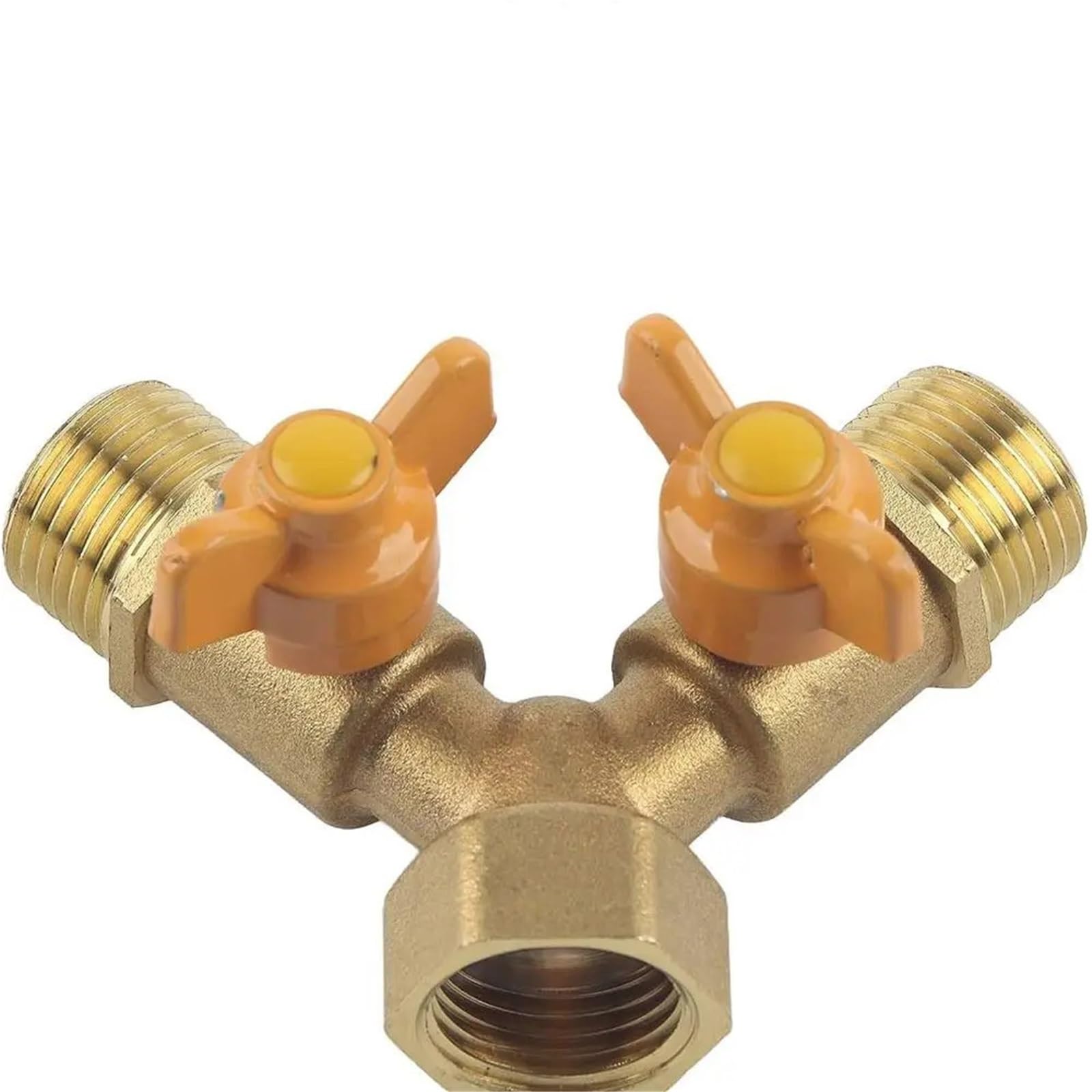 Btgpmwld One Color Hose Splitter 2 Way, Brass Y 2 Way Shape Connectors Garden Hose Water Splitter