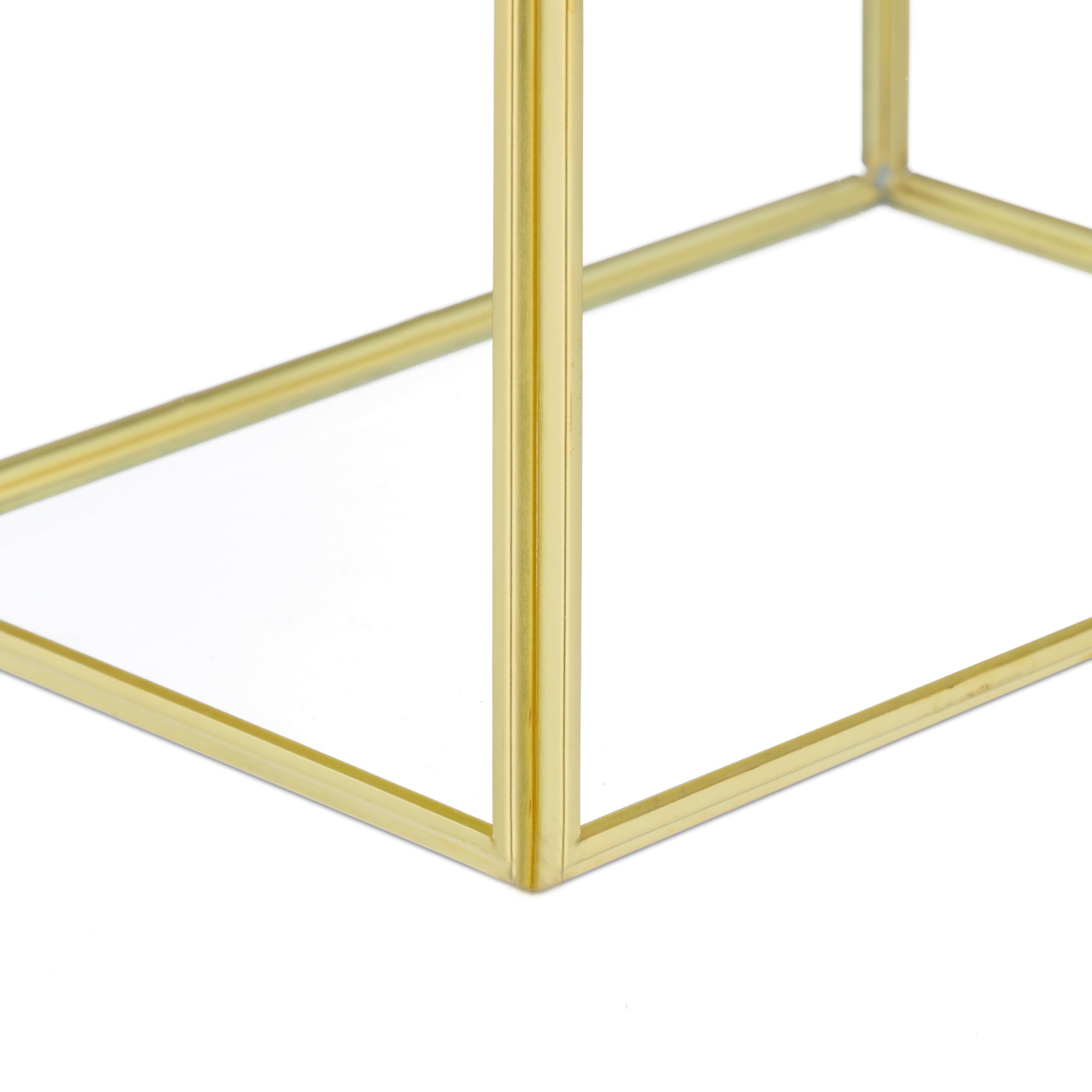 Relaxdays Pflanzenterrarium, Glas & Kupfer, HBT: 15x15x10 cm, Deko Glashaus Kakteen & Moos, Glaskasten Fensterbank, gold