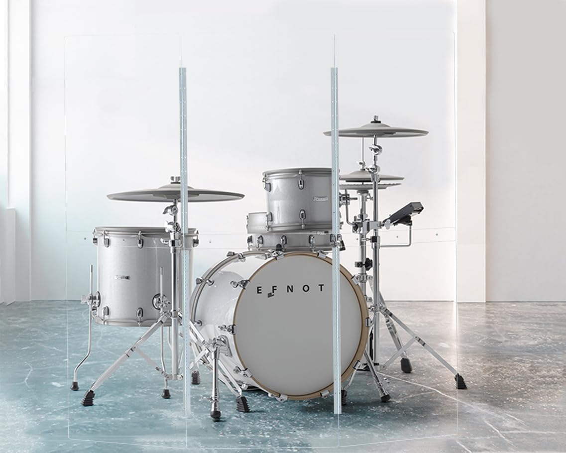 Portable Drum Shield 3-Panels 2ft x 5ft - Acrylic with Stainless Steel Hinges - Perfect for Churches, Home Practice, and Live Performances. (3 panels)