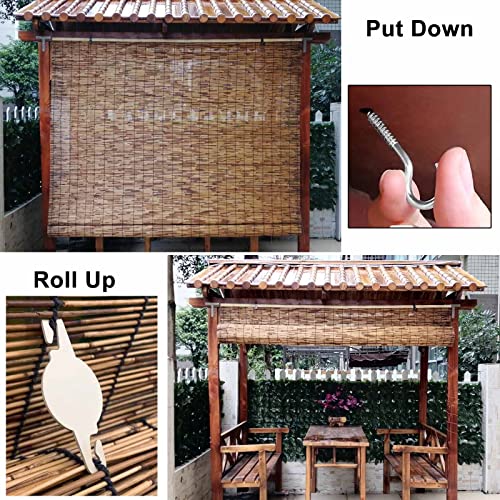 Outdoor Bamboo Blinds For Patio Roll Up Privacy Reed Roman Shades For Porch Light Filtering Sunscreen Roll Up Window Blind W38Xh63In W60Xh72In W72Xh72In Custom Bamboo Blinds Cordless Or With Lifter ( #TOP4