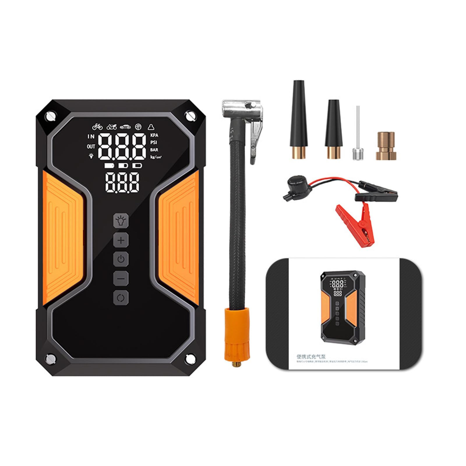 Monitor digital de presión de neumáticos, compresor de aire inalámbrico con batería, arrancador para auto y motocicleta, inflador de neumáticos de coche