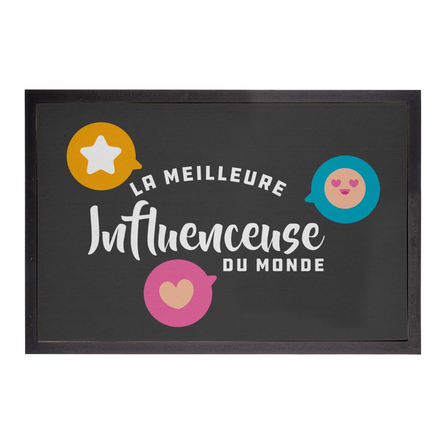 Paillasson noir 75x50cm meilleure influenceuse du monde pour entrée