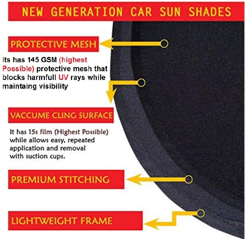 Image of Fabric Car Side Window and Rear Window Sun Shades, Black (Universal) (Chipkoo and Dikky)