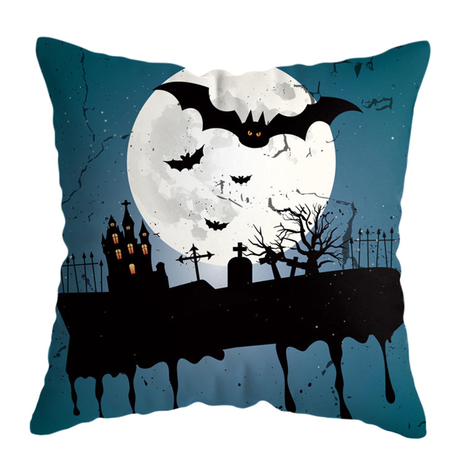 Jiahuade 4 Pezzi Federa per Cuscino per Halloween,Federe per Cuscini di Halloween,Federa Zucca halloween,Copricuscini Decorativi 45x45cm,Federe Cuscini Divano Cotone e Lino