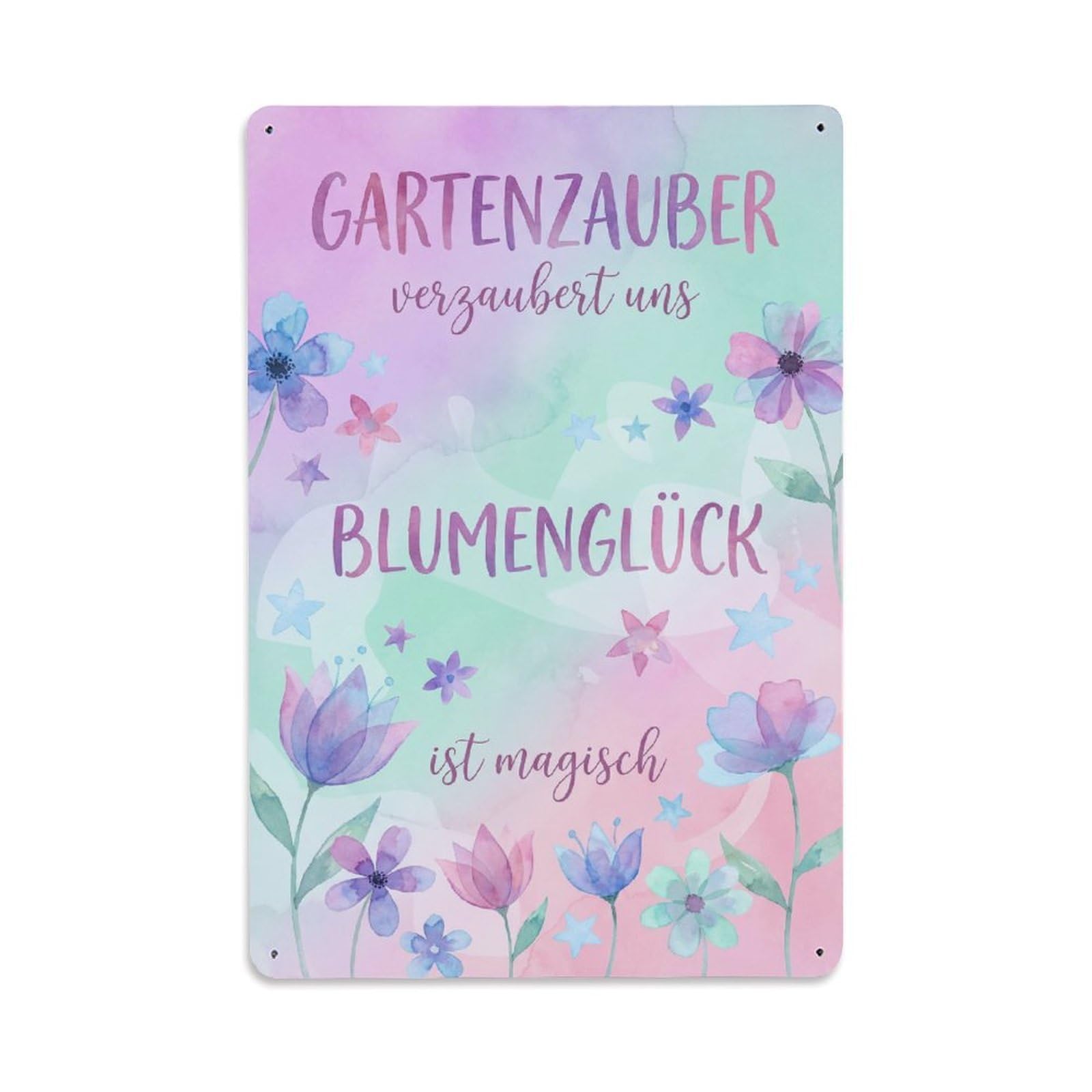 Watercolor Garden Magic Whimsical Graceful Metal Tin Sign Plaque Wall Decor for Cafe, Club Bar, Office, Garden Metal Poster 8x12Inch