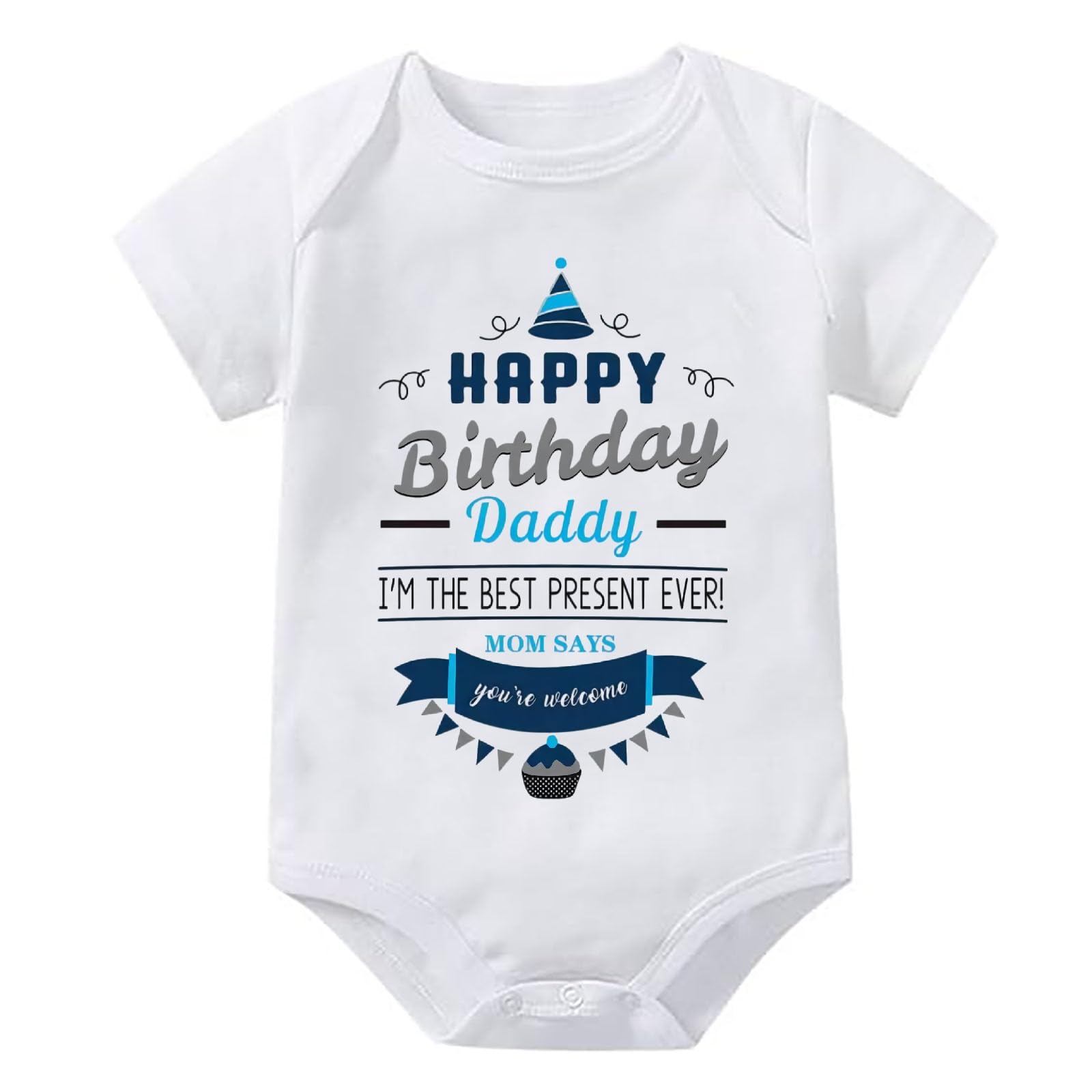 WOOYONGING Happy Birthday Daddy Onesie Short Sleeve Baby Boy Girl Clothes White Newborn Clothes 0-3 Months