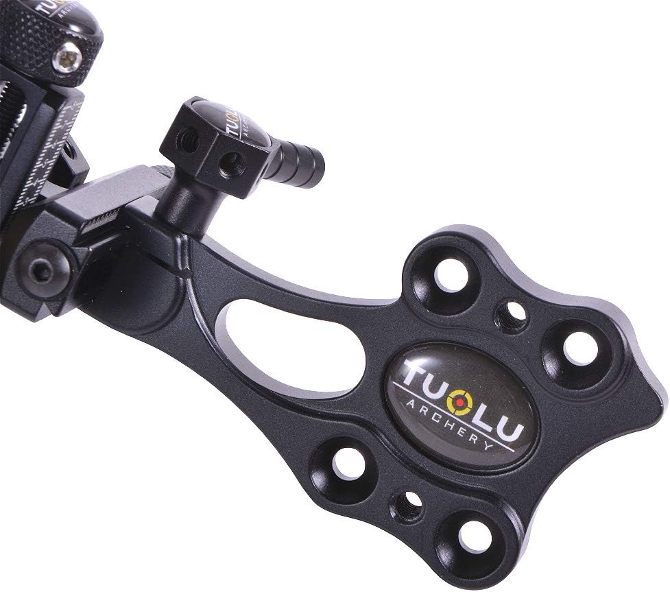 SHARROW Archery Compound Bow Sight 5 Pin 0 .019 Fiber Optics Bow Range Finding Sight Tool-Less Adjustments for Hunting Shooting Accessories (Black)