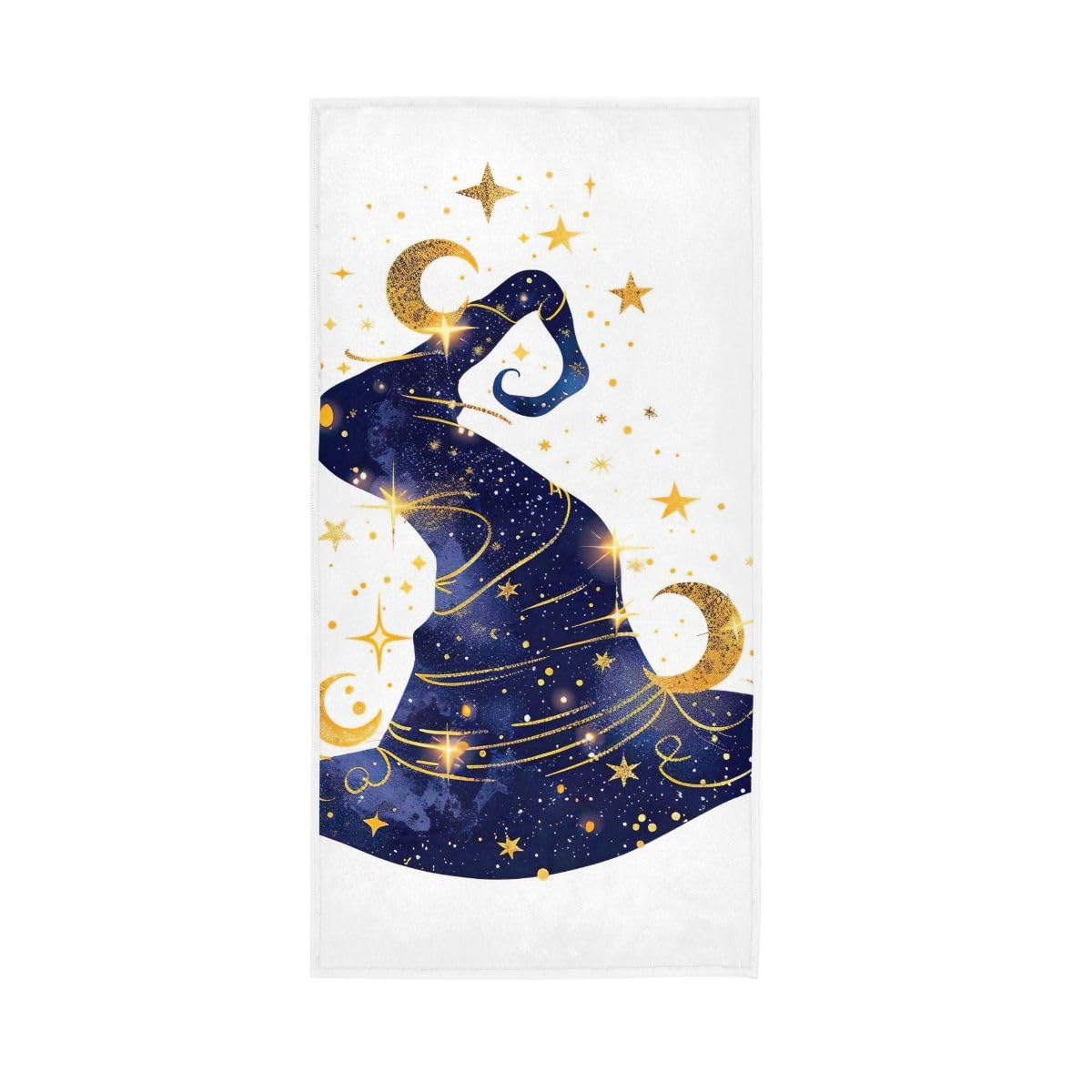 HUYGD Witch Hat Moon Stars Hand Towel, Decorative Towels for Hand, Face, Hair, Yoga, Kitchen, Bath 15 x 30 Inches