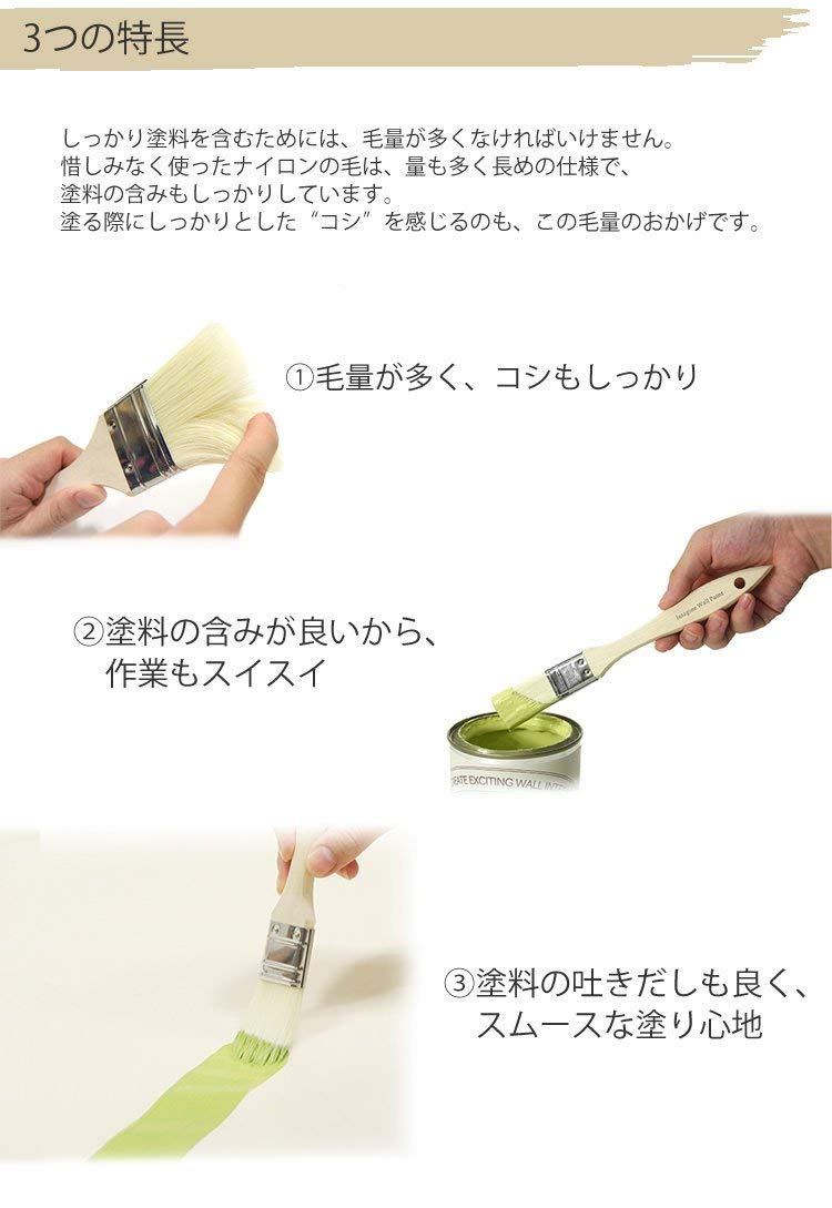 Amazon.co.jp: 壁紙屋本舗 刷毛 ハケ ペンキ ニス 塗装 水性 掃除 3