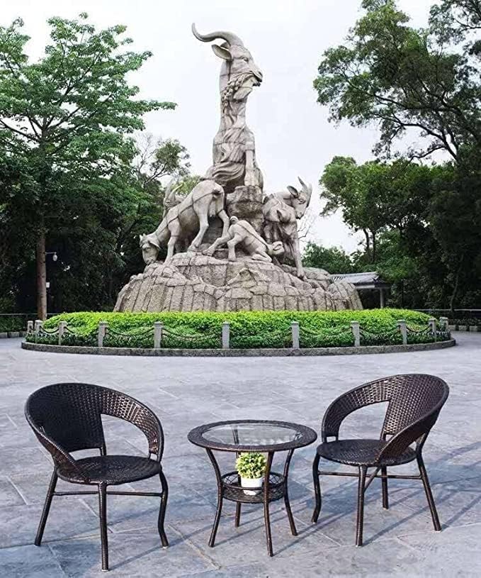 APK E-STORE Rattan & Wicker Garden Patio Seating Chair and Table Set Outdoor Indoor Lawn Balcony Garden Tea Coffee Table Set Furniture with 2 Chairs and 1 Table Set (Brown)-image-48