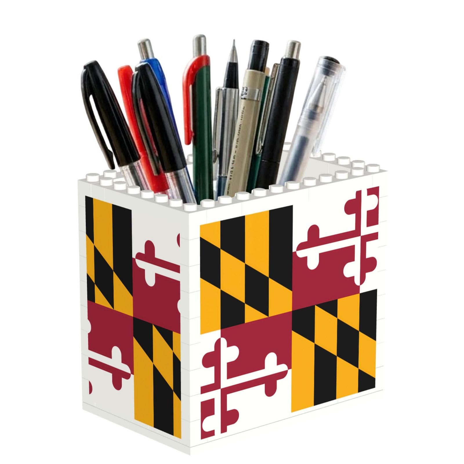 SXZVVBN Maryland State Flag Building Block Desk Tidy ABS Organiser