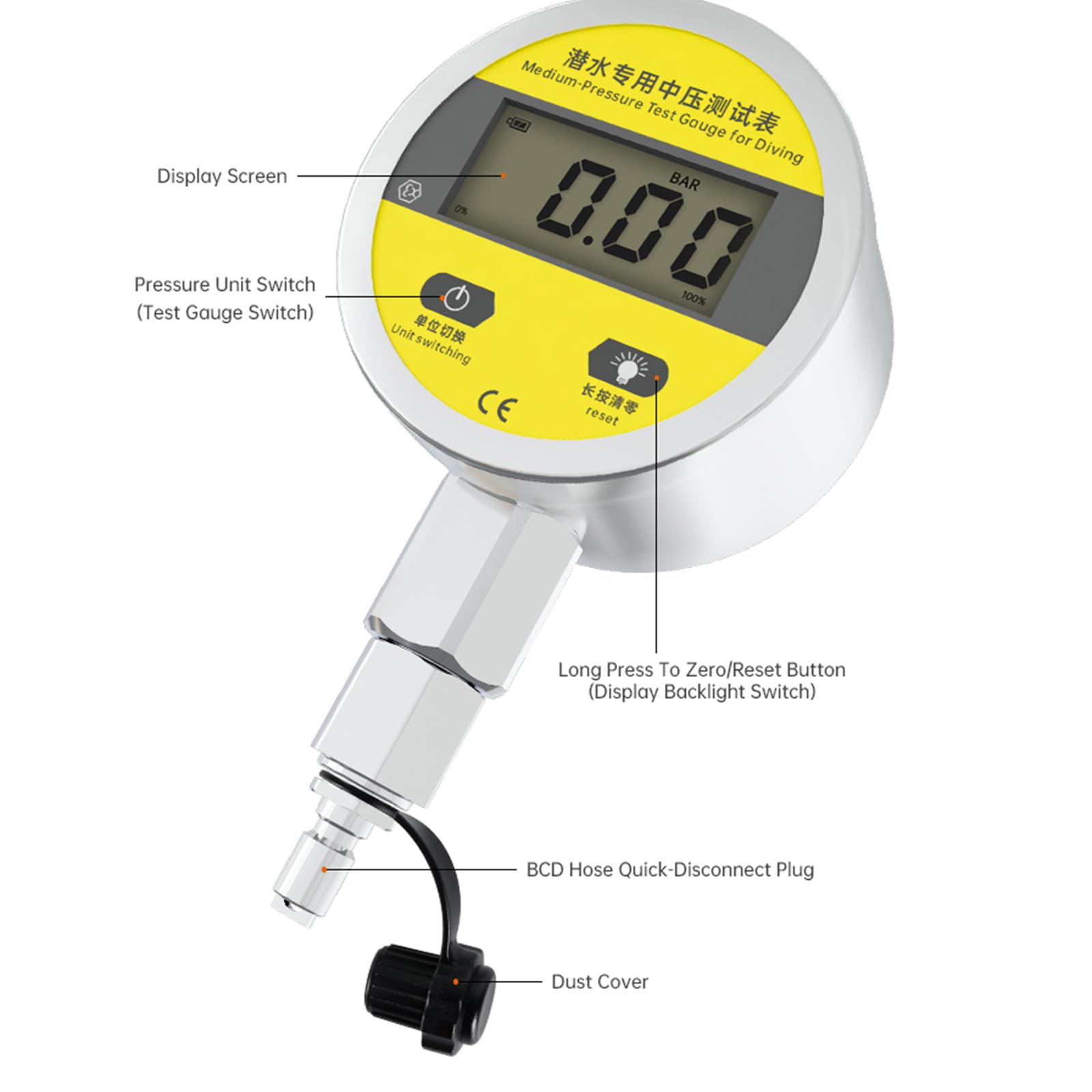 Precisely Scubas - Instrumento de presión de buceo, monitor subacuático, instrumento de buceo profesional, monitor submarino