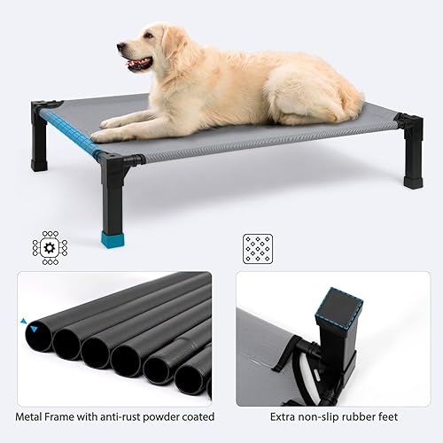 Miniatura 5 de Cama elevada refrescante para perro, cama elevada para perro con malla transpirable lavable y marco de metal, cama portátil para perro con patas