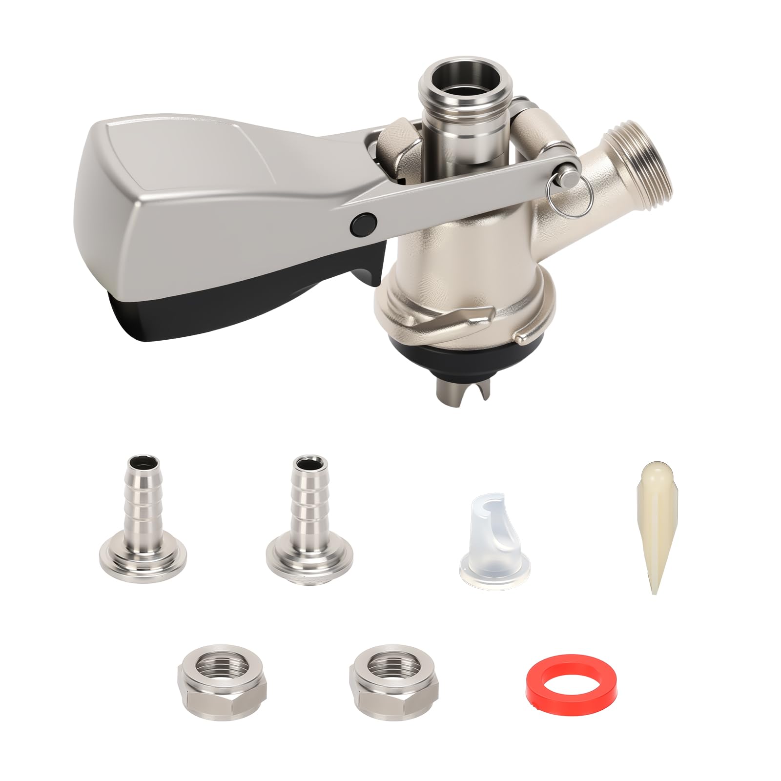 Solimeta Keg Coupler, S-Type, G5/8" Thread, Stainless Steel Valve Core, Nickel-Plated Brass Shell, Beer Dispenser for Home, Bars, Restaurants and Factories Brewing