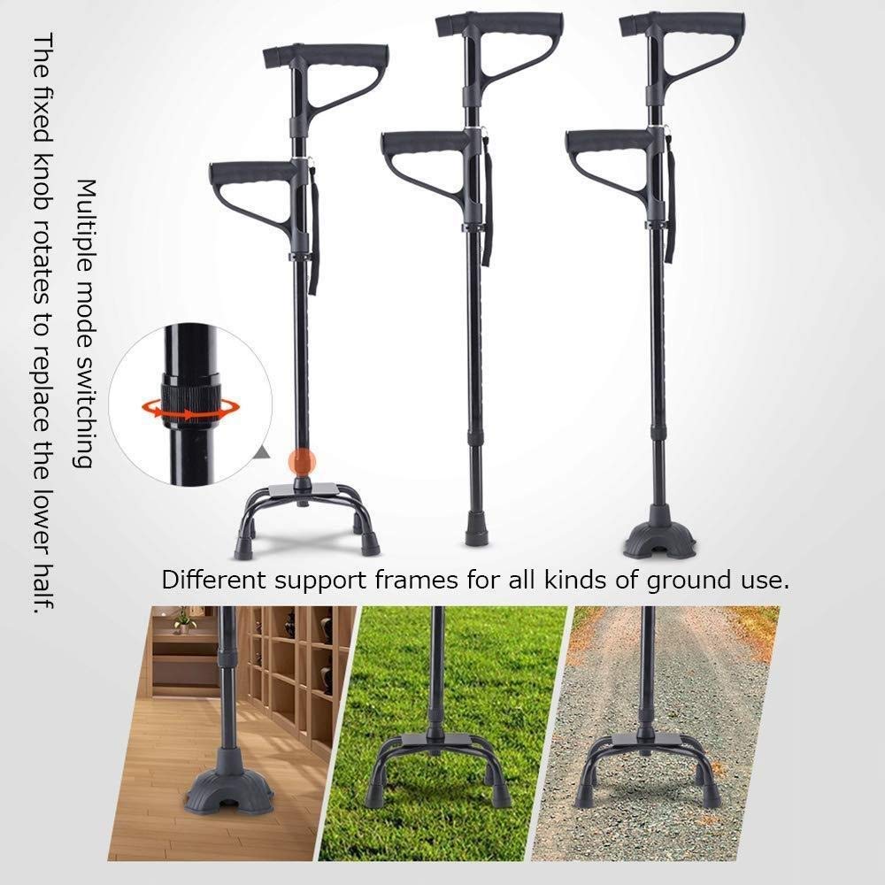 Stampelle Antiscivolo a Doppia Impugnatura Canna per alzarsi, Lega di Alluminio Leggera Equilibrio ausiliario di Sicurezza per Anziani, Bastoncino da Trekking Base per Bastone da Passeggio