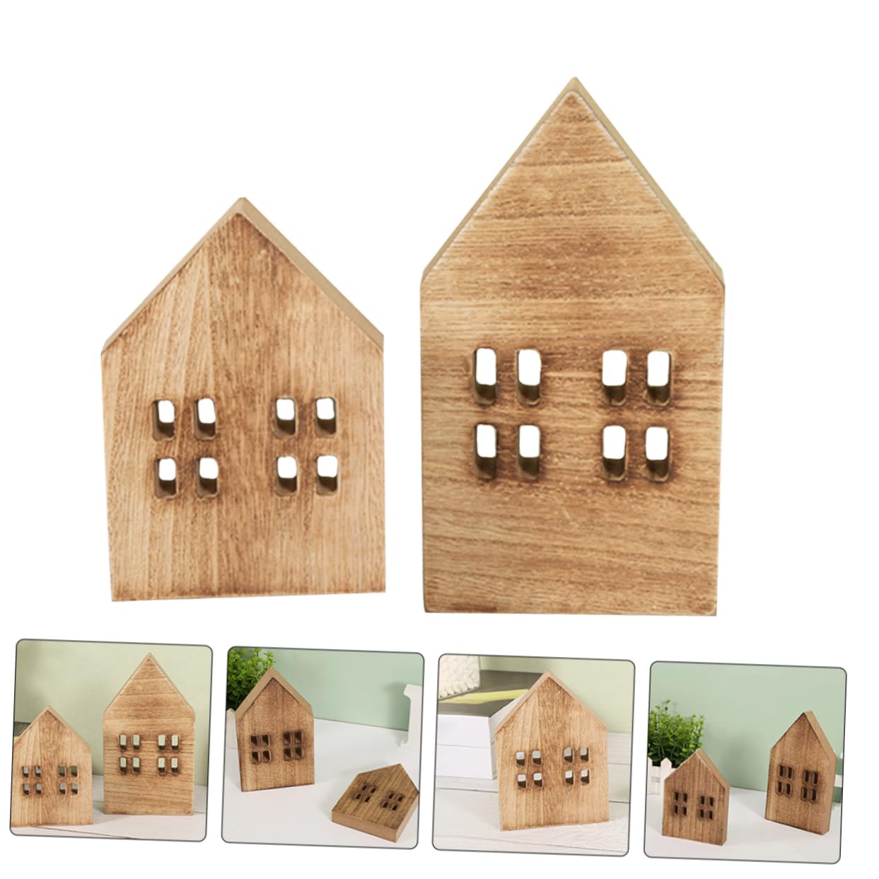 FAVOMOTO Rtificial Simulated Mini Houses for Christmas 2pcs Tabletop Decorative Christmas Decorati