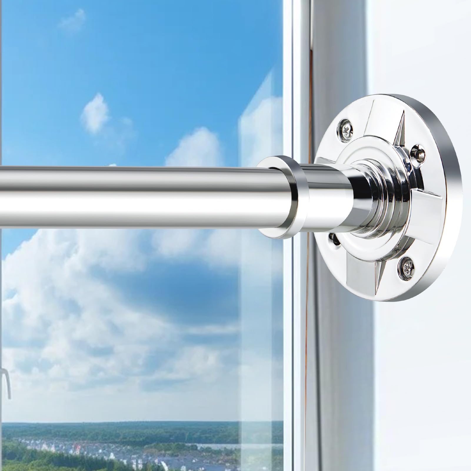 Shower Curtain Rod 31-88 In Adjustable Pole Heavy Duty Silver Tension Rods Spring Drilling and No Drilling Shower Rod for Bathroom Window Anti-Slip Never Rust