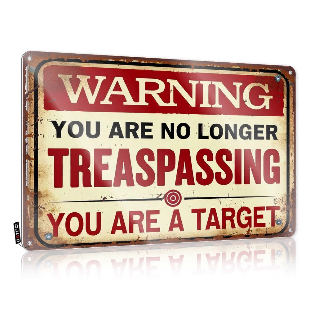 Fzfn Colour Large Tin Wall Decor, Decor For Bedroom Nice Warning: You Are No Longer Trespassing, You Are A Target | Farmhouse Backyard Decor(30X40cm)