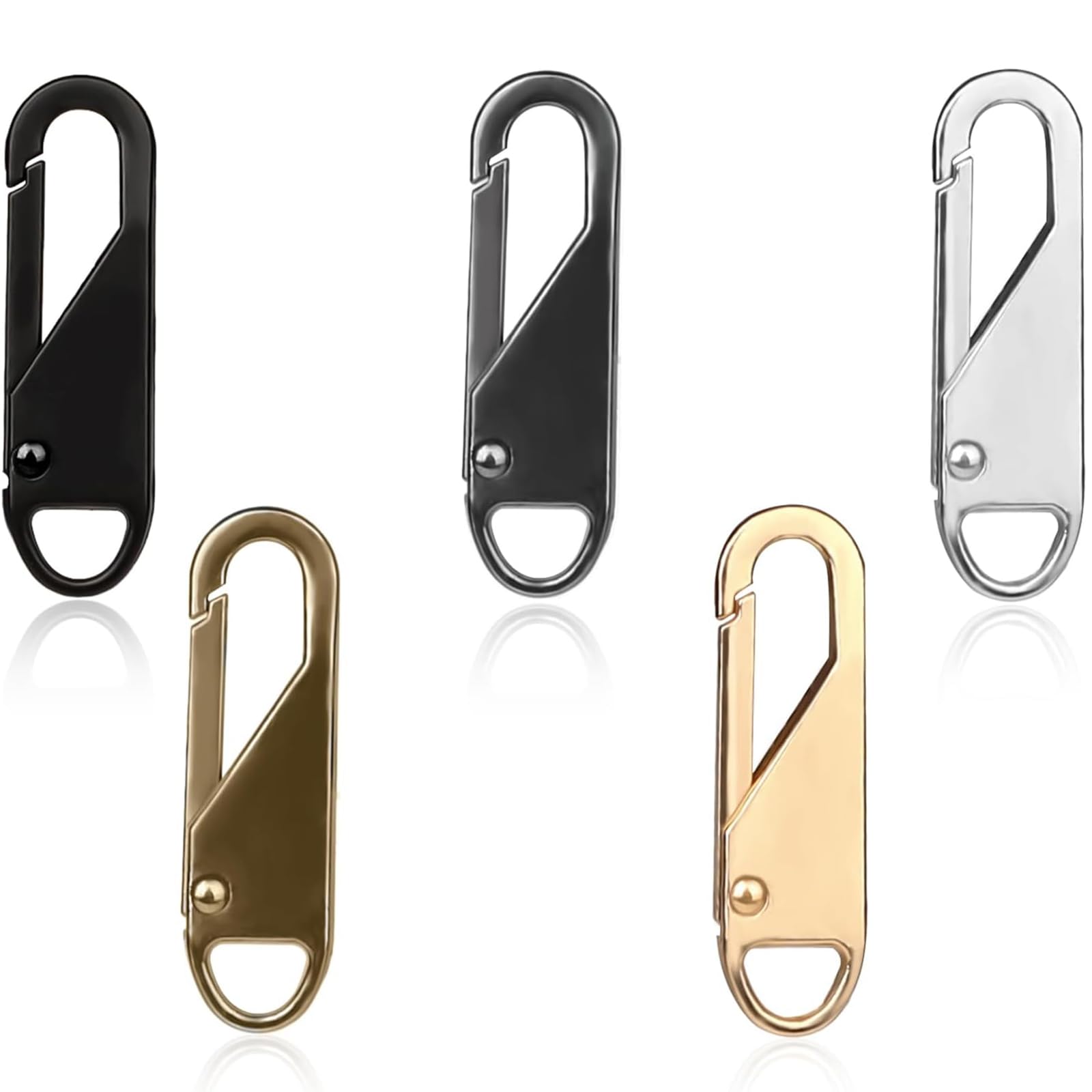 5 Colors Zipper Piece, Universal Zipper Pulls Replacement for Small Hole Zippers, Replacement Zipper Slider for Luggage Jackets Backpacks Boots Purse Coat(Gold, Silver, Gun Black, Matte Black, Bronze)