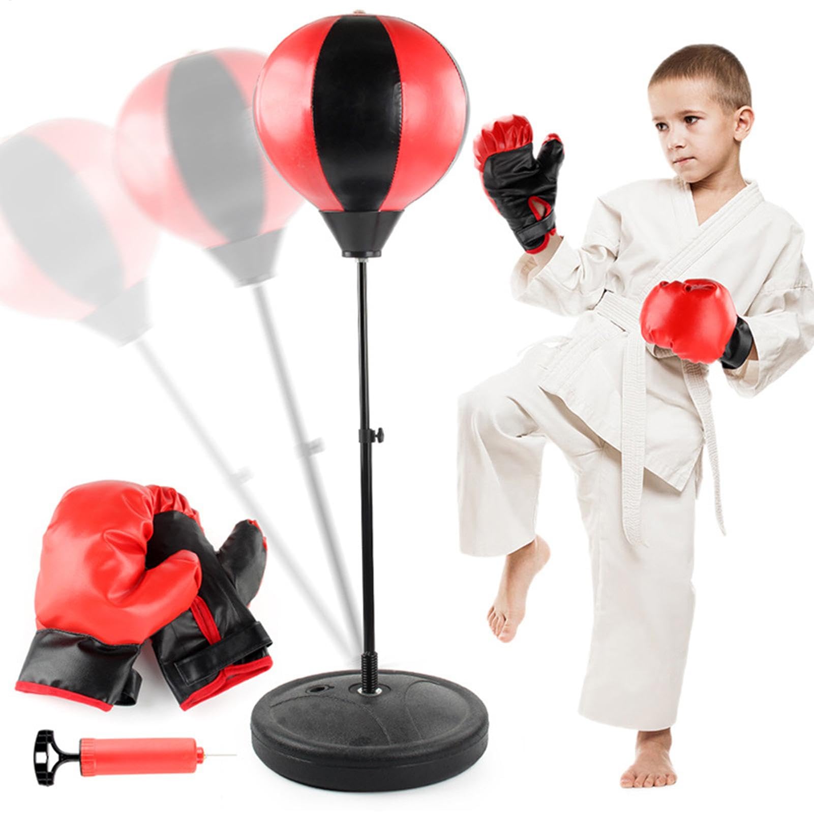 Sacco da boxe per bambini con guanti, sacco da boxe e guanti | Set sacco da boxe | Sacco da boxe con supporto regolabile in altezza per adulti di età superiore a 13 anni