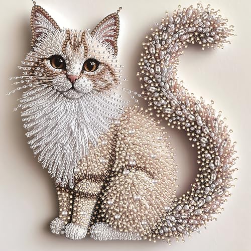 ArtIgle 5D Diamond Painting Kits for Adults Cute Cat Animal Diamond Art Special Shape Painting by Number Kits Gem Art Painting for Home Wall Decor 11.8 X 11.8 inch