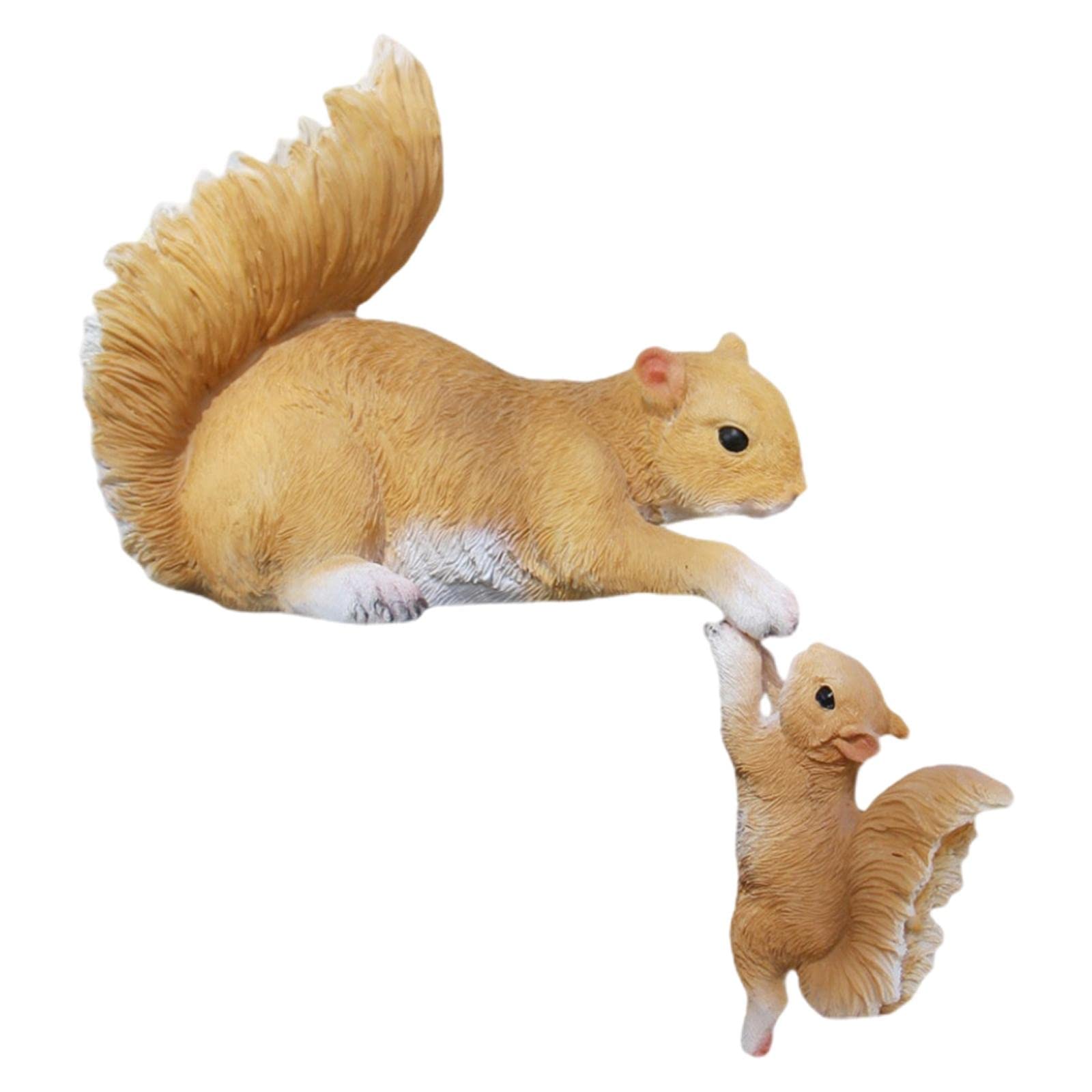 2 Pièces Figurine Écureuil Ornement Miniature Résine Statue Animale Simulation Sculpture Adaptée pour le Maison Bureau Cadeau Décoration