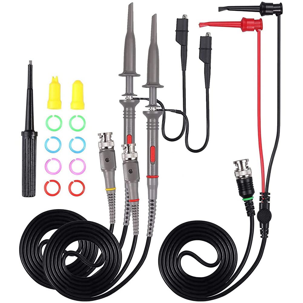 Swiixxer P6100 100 MHz Oscilloscope Clip Probes with BNC to Test Lead Kit