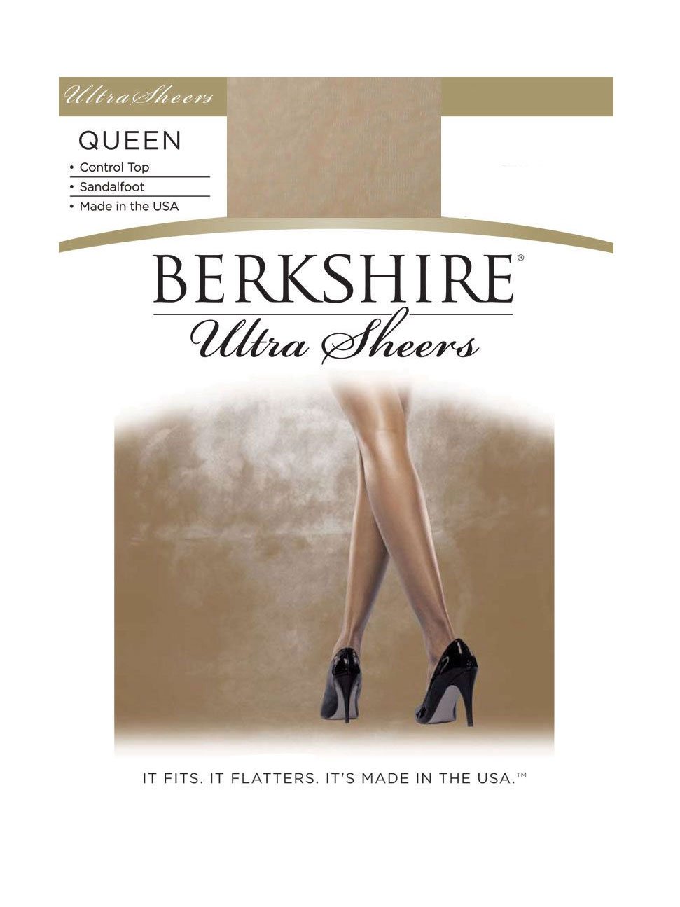 Berkshire 4411 Women's Ultra Sheer Control Top Pantyhose – Made in USA - 15 Denier Sandalfoot Nylon &amp; Spandex Tights