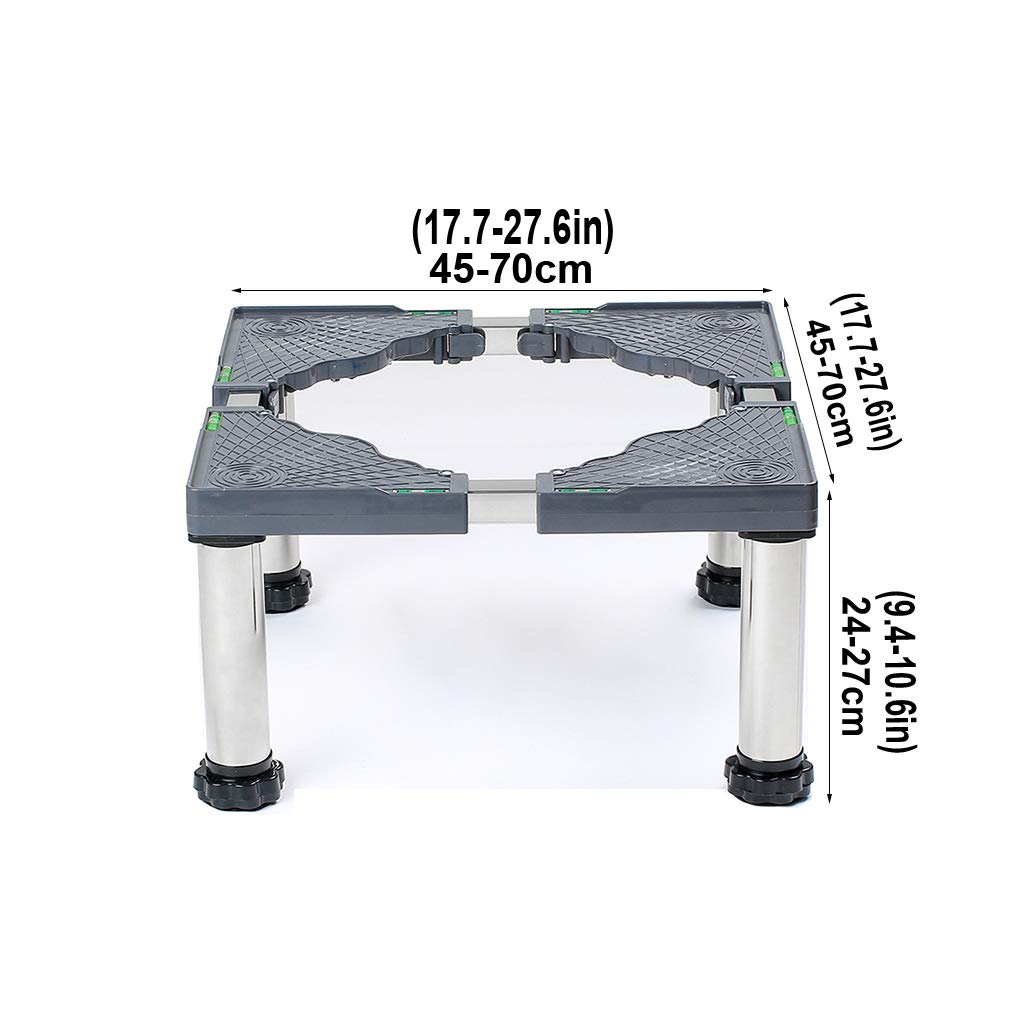 Base ajustable para lavadora, soporte antivibración, extensible 45-70 cm, altura 24-27 cm, capacidad de 300 kg para secadora, nevera, congelador, unidad de aire acondicionado