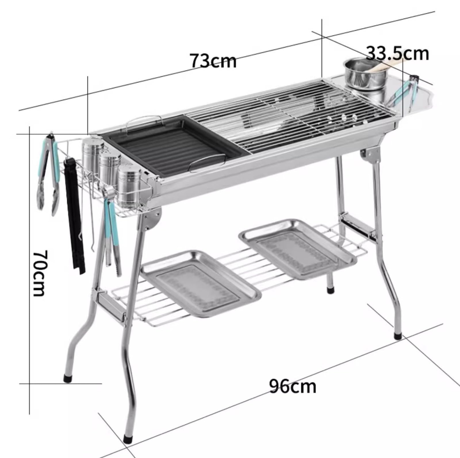 Grill per Barbecue in Acciaio Inossidabile, BBQ Carbone Pieghevole e Grill Portatile, Ottimo per Il Tailgating da Picnic da Picnic da Campeggio da Cucina Esterno,