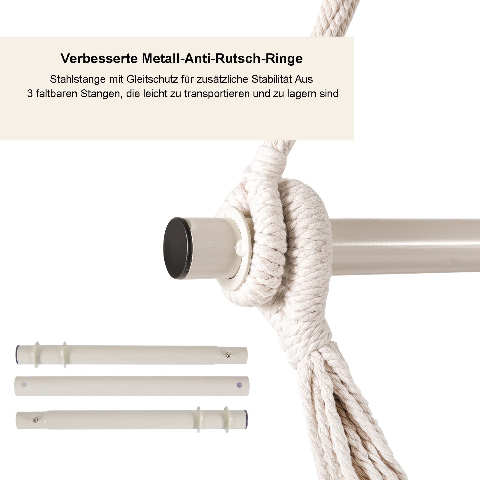Hängesessel für Indoor und Outdoor mit 2 Kissen, Bis 150 kg, Hängestuhl für Erwachsene, Schlafzimmer und Garten