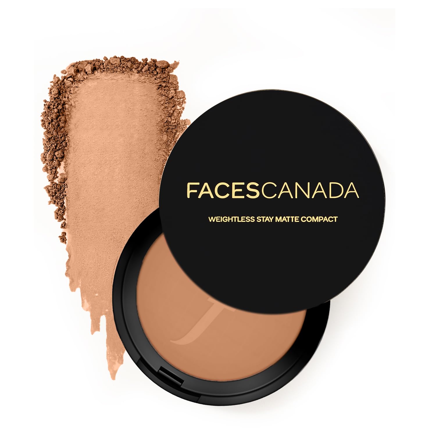 FACES CANADA Weightless Stay Matte Finish Compact Powder - Toffee 05, 9g | SPF 20 | Non Oily Matte Look | Evens Out Complexion | Prevents Acne | Blends Effortlessly | Pressed Powder For All Skin Types