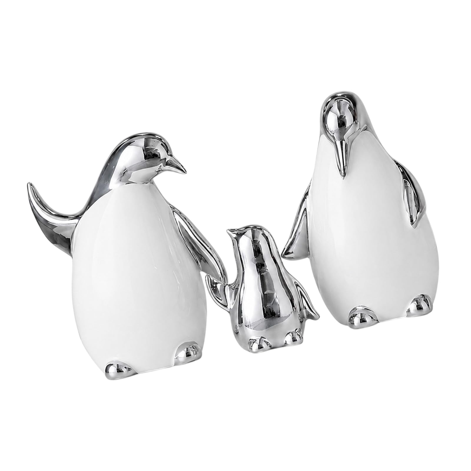 Cartoon Pinguine Skulptur Kollektion, 3-teilige Keramik Kunststatuen, zeitgenössische Dekorationen für Zuhause, Geschenk, Wohnzimmer Dekorationen