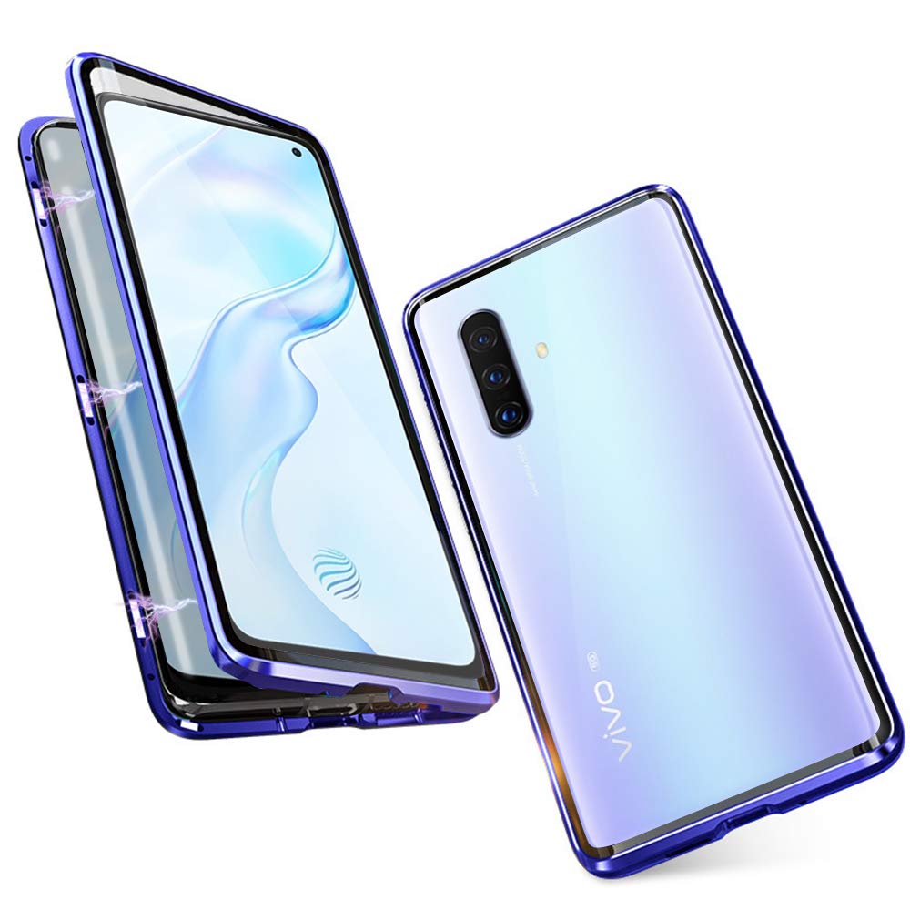Case for Vivo X30 5G Magnetic Adsorption Tech Cover 360 Degree Protection Aluminum Frame Tempered Glass Powerful Magnets Shockproof Metal Flip Cover