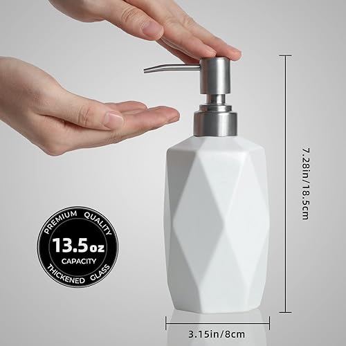 Miniatura 2 de Dispensador de jabón, dispensador de jabón de cerámica de 13.5 onzas para baño para cocina y baño (blanco, paquete de 2)