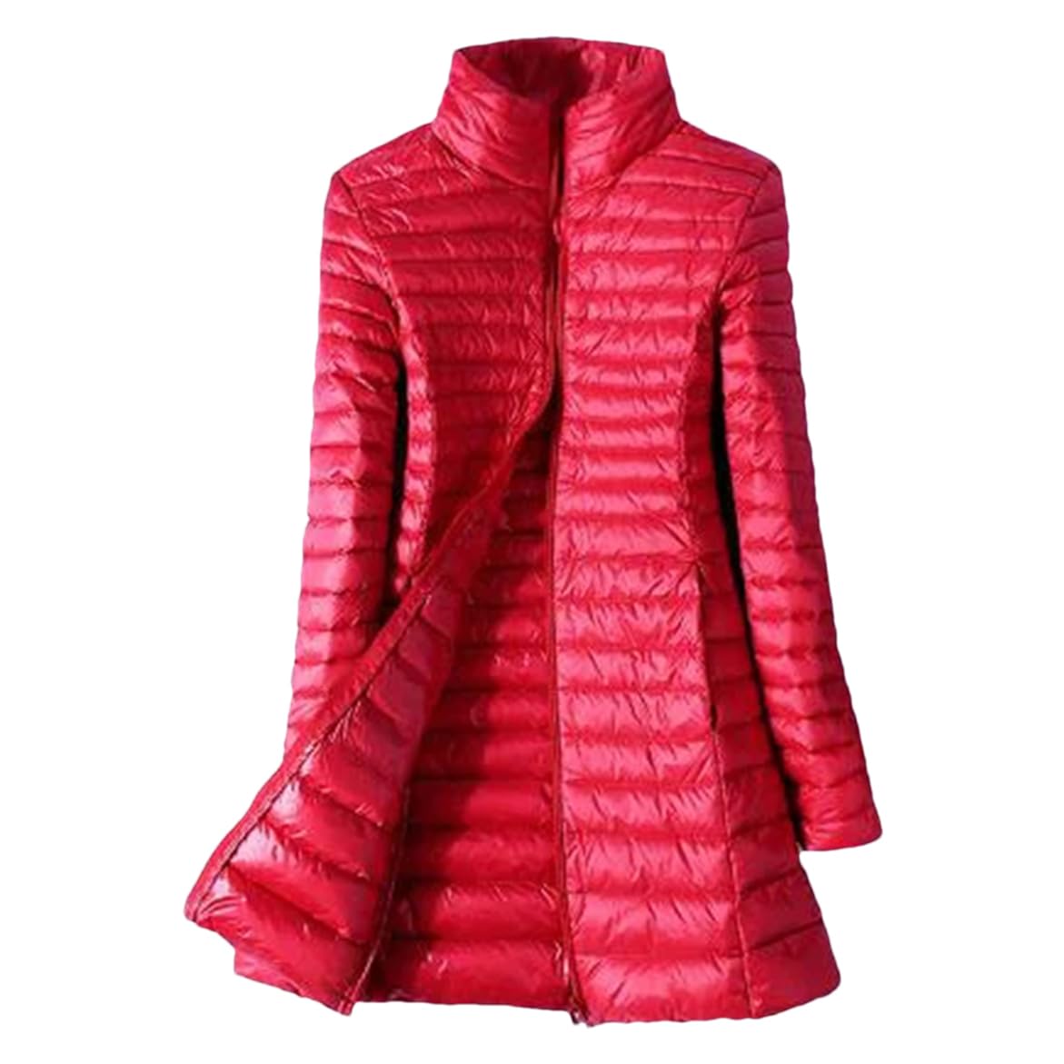 Piumini invernali da donna ultra leggeri piumino d'anatra cappotto lungo piumino slim parka solido