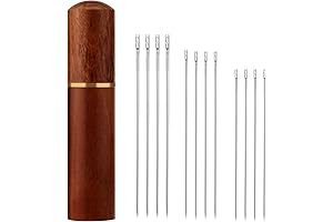 12-Piece Self Threading Needles Hand Sewing Kit in Sandalwood Box