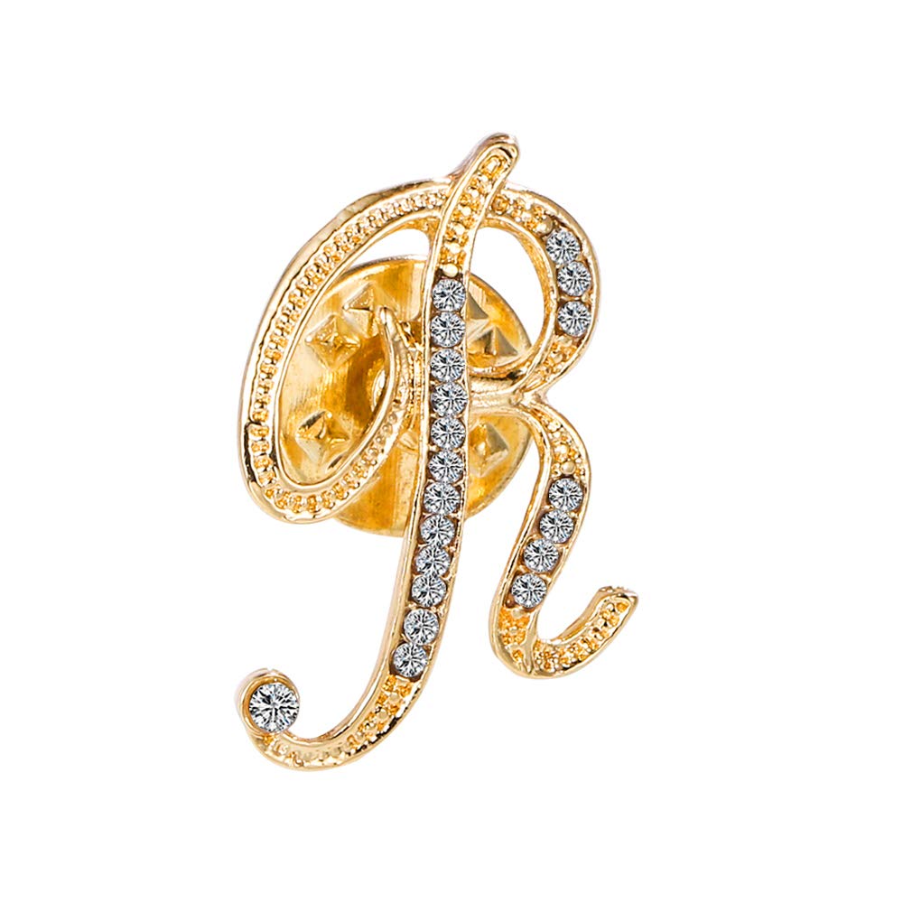 Initial Letter Brooch Pin Small Lapel Pin Tie Tack Name Personalized Gifts for Women Men Gold A-Z