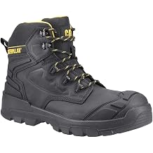 Caterpillar Mens Striver Leather Safety Boots 10 UK Black/Yellow