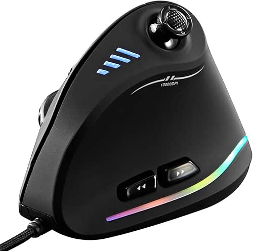 ZLOT Vertical Gaming Mouse,Wired RGB Ergonomic USB Joystick Programmable Laser