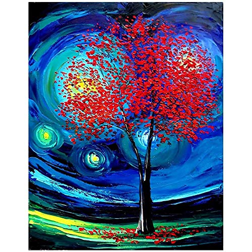 Diamond Painting Strass Complet Grand Arbre Rouge 80x180 cm