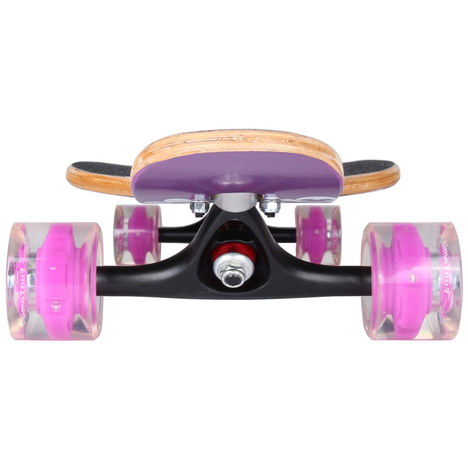 FunTomia Longboard complet Drop Through Cruiser avec roulements à billes Mach1 haute vitesse et clé en T - Avec et sans roues LED, 2283, Modèle Camber – bois d'érable violet fleur LED